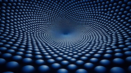 Wall Mural - A mesmerizing optical illusion of circles that appear to warp and distort, creating a mind-bending seamless grid on a dark blue background.