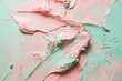 © nattapon98 - Craft a high-angle shot showcasing a textured smudge of pastel chalk, melding soft hues of blush pink and mint green in a traditional oil painting style,