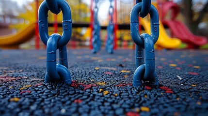 building a playground: swings and slides, colorful equipment, community effort, joyful children, saf