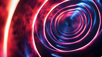 Wall Mural - abstract purple neon light circle lines background