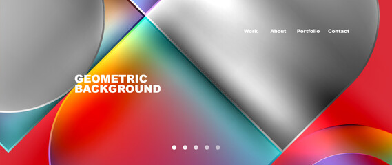 Poster - Bright colorful squares with round elements minimal geometric background. Vector Illustration For Wallpaper, Banner, Background, Card, Book Illustration, landing page