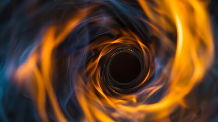 Sticker - A close up of a black and orange fire vortex, AI