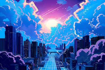 Poster - Future urban architecture illustration