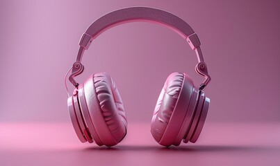 Vibrant, stylized headphones icon blending digital art and painting on a gradient canvas illustration images