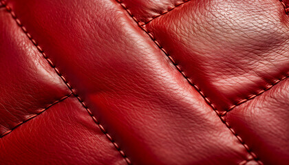 Poster - Red Leather Sheet Texture Background Surface
