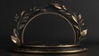 © Matthew - An elegant display stage with black and gold ornamental arches and leafy design accents, ideal for luxury presentations or as a backdrop for high-end products.