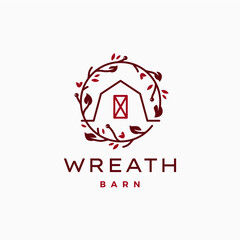 Wall Mural - wreath barn logo vector icon illustration