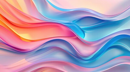Poster - modern abstract background with colorful waves, featuring a blend of blue, pink, and orange tones fo