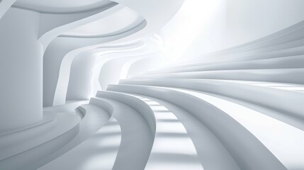 Poster - minimalist white background with soft white light gradients, creating a clean and modern abstract de
