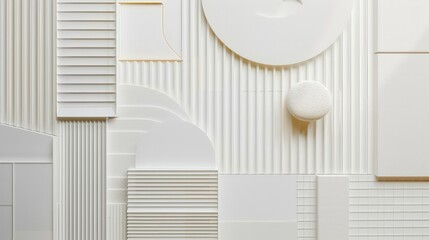 Poster - Minimalist white background with abstract geometric patterns, adding interest and depth to design compositions.