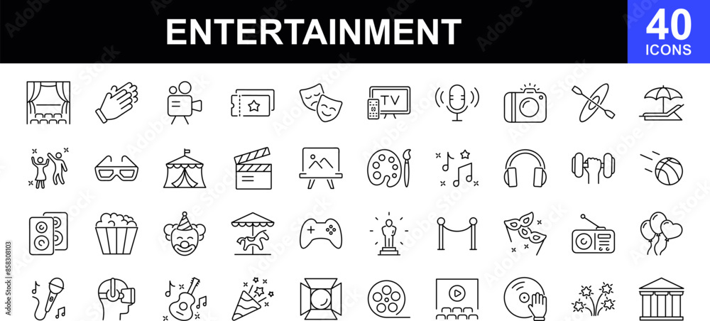 Entertainment Rigging Icon Entertainment icon set. Entertainment and arts icon collection ...