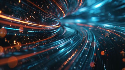 Poster - Futuristic abstract tech design with luminous elements and dynamic lines, capturing the art of technological innovation.