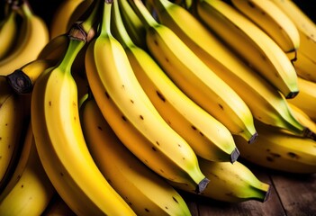 Wall Mural - cluster ripe bananas hanging fresh organic fruit decor, bunch, yellow, vibrant, tropical, healthy, food, natural, harvest, agriculture, farm, market, grove