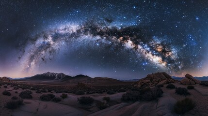 A beautiful night sky with a large, glowing cloud of milk