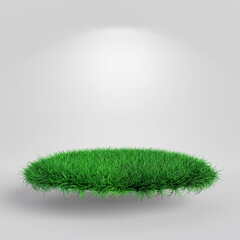 Poster - Green Grass Podium Stage for Product Presentation. 3d Rendering