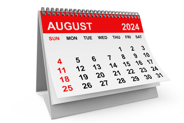 Aufkleber - 2024 Year August Calendar. 3d rendering