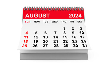 Aufkleber - 2024 Year August Calendar. 3d rendering