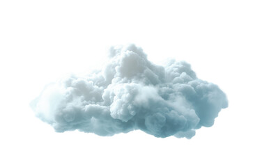 Poster - Fluffy cloud illustration isolated on a white background, in a realistic style, depicting the concept of weather or imagination. Generative AI