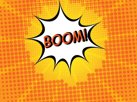 Lettering boom on halftone orange background