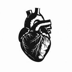 The Human Heart, black and white drawing, illustration