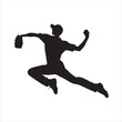 © Techzaka - Baseball player vector silhouette isolated on white background. Baseball player icon illustration design.