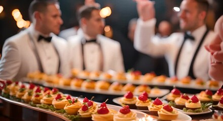 Sticker - Catering with canapés at a wedding.