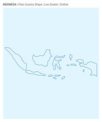 Wall Mural - Indonesia plain country map. Low Details. Outline style. Shape of Indonesia. Vector illustration.