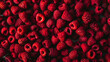 © Alena - Close-up of bright and juicy raspberries tightly packed to cover the frame in a minimalistic style. The image highlights their rich color and appealing texture, making it an ideal background.