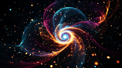 Wall Mural - generate an abstract background with a swirl of glowing particles in various sizes and colors. the l