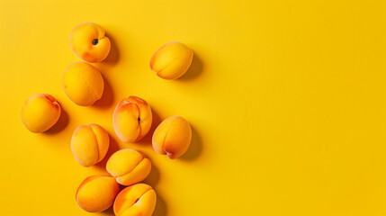 Wall Mural - Dense cluster of dark yellow, fresh and juicy apricots completely filling the frame. Highlights their natural beauty and appetizing juiciness, great for background use.

