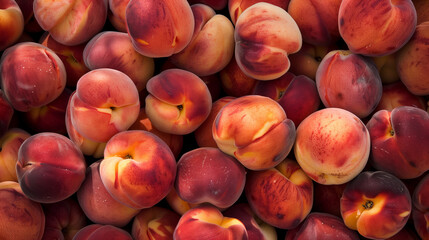 Wall Mural - Bright, juicy peaches arranged tightly in the frame, emphasizing their soft and sweet nature.


