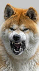 Wall Mural - The angry dog barks, showing its sharp white teeth.