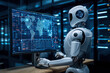 © Fatih - Roboter mit künstlicher Intelligenz, der einen Monitorbildschirm steuert