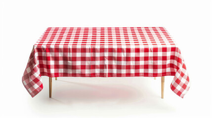 Wall Mural - Red tablecloth for kitchen isolated on white background.