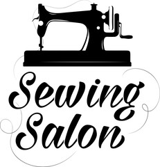 Wall Mural - Sewing machine sign for hand sewing and sewing salon