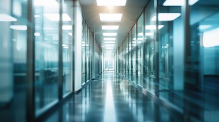 Canvas Print - Blurred office hallway with defocused background