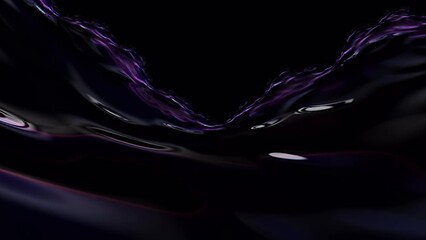 Wall Mural - Flying through purple mountain fractal marble land with black background. Modern topography map, data, abstract backdrop