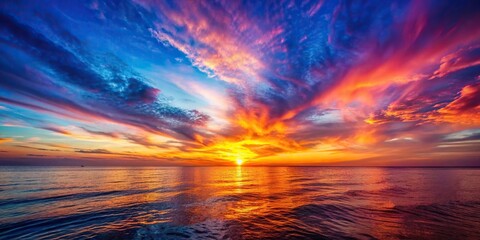 Wall Mural - Vibrant colors fill the sky as the sun sets over the horizon, sunset, beautiful, colorful, sky, dusk, horizon, nature, clouds