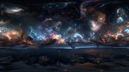 Wall Mural - gigapixel panorama of cosmic nebulae in equirectangular projection