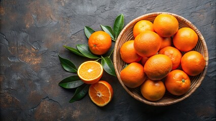 Wall Mural - Fresh, vibrant bowl of oranges, healthy, citrus, fruit, vitamin C, vibrant, fresh, juicy, sweet, colorful, organic