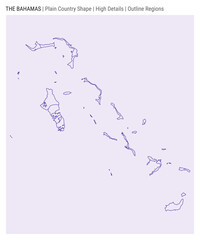 Wall Mural - Bahamas plain country map. High Details. Outline Regions style. Shape of Bahamas. Vector illustration.