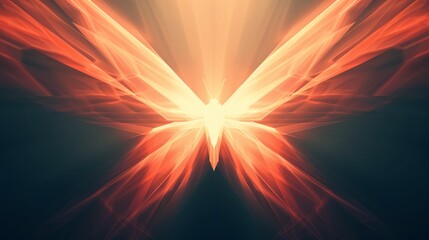 Poster - Abstract Orange Butterfly with Light Burst.