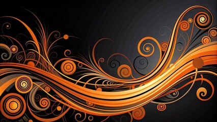 Wall Mural - Abstract black and orange swirls design, abstract, background, texture, vibrant, colorful, contrast, artistic, pattern, modern