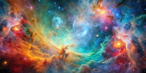Wall Mural - Vibrant image capturing the mesmerizing cosmic dance of colorful nebulae, Nebula, Astronomy, Space, Galaxy, Stars, Universe