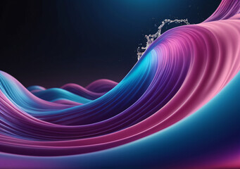 Wall Mural - Vibrant abstract wavy background with a smooth blend of pink and blue hues. Digital art of abstract wave with gradient purple and pink watercolor. Concept for modern design and fluid motion.