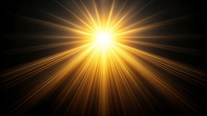 Wall Mural - Sun beams shining on isolated black background, sunlight, beams, rays, isolated, black, background, glowing, bright