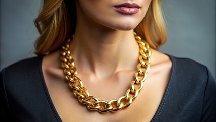 Close up of woman wearing gold chain, fashion, jewelry, style, accessory, elegant, luxury, neck, beautiful, glamour, close-up