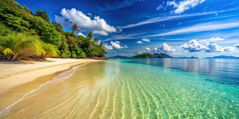 Poster - Exquisite beach scenery with crystal clear waters and golden sand , beach, shore, ocean, vacation, relaxation, serene