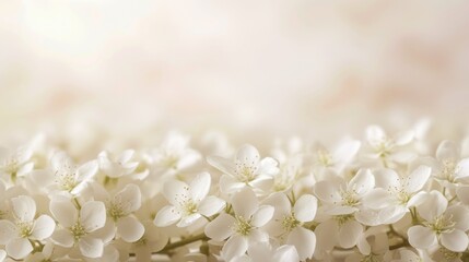 Wall Mural - Delicate white blossoms forming a beautiful border against a soft background