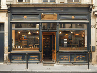 vintage wooden shop front facade